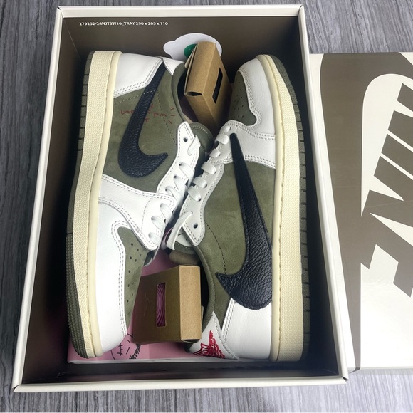 Nike Air Jordan 1 Retro Low OG SP Medium Olive -Men's Green/ White Sneakers - Picture 10 of 10